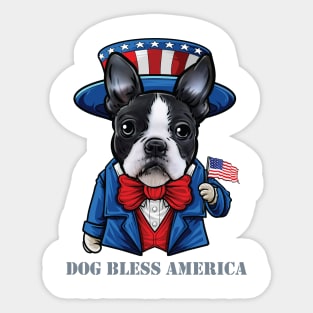 Boston Terrier Dog Bless America Sticker